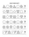 Math worksheet for kids with sequential patterns and shapes Royalty Free Stock Photo